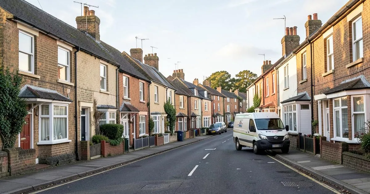 Tightly grouped street of British houses on a profitable, high-density window cleaning round